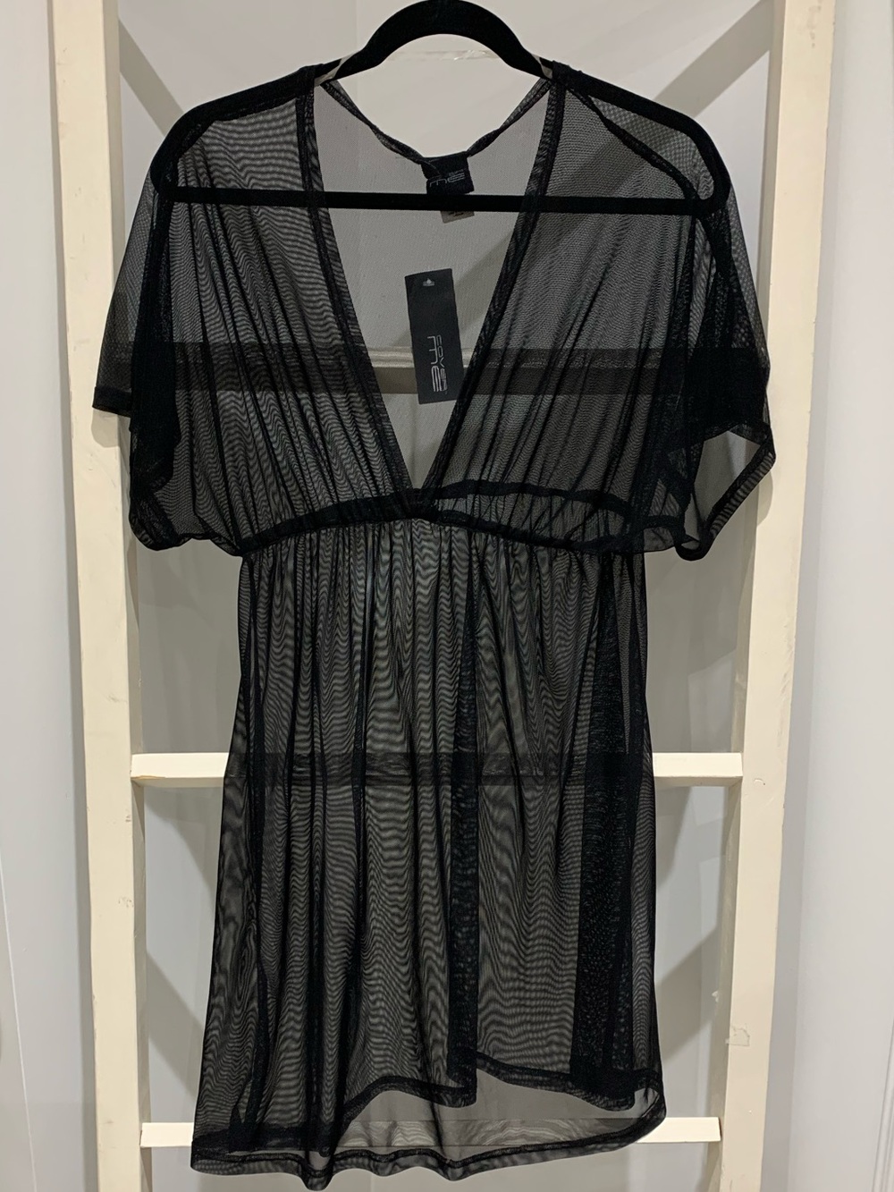 Cover Me Black Sheer V-Neck Beach Tunic Cover-Up